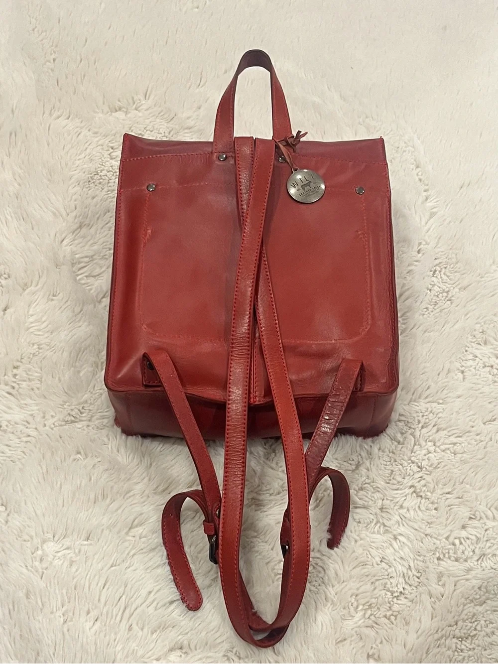 Will Leather Goods Simple Backpack – Red Rosso – Brand New